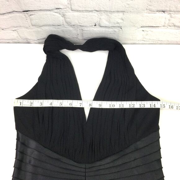 Tadashi Silk Halter Black Midi Open back Holiday Party Classy Cocktail Dress 8 - Picture 10 of 12